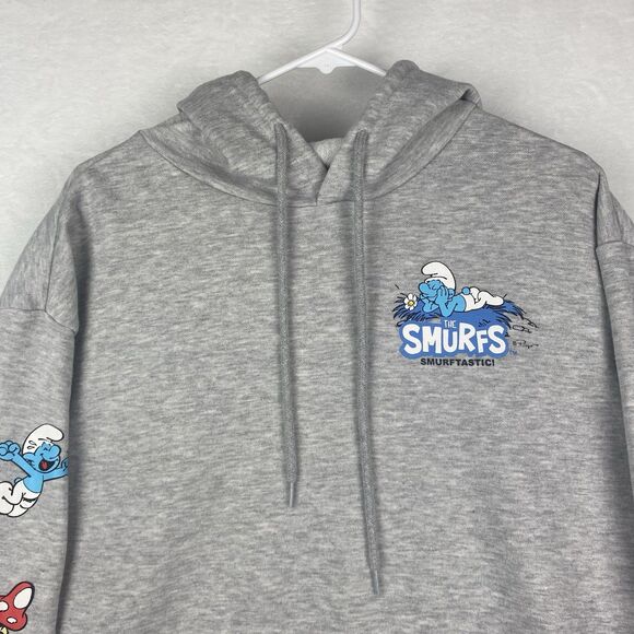 The Smurfs Graphic Print Sweater Adult Extra Large Gray Hoodie Sweatshirt - Picture 3 of 9